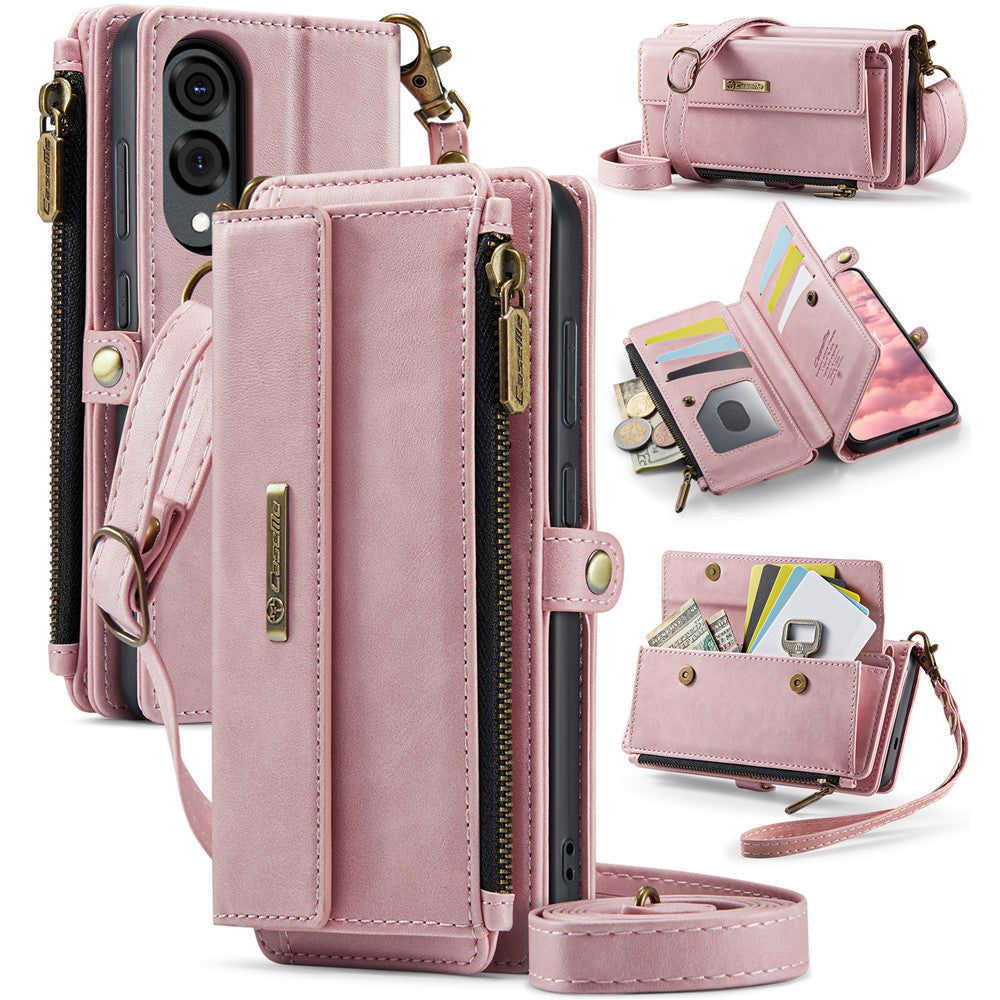 CASEME For Samsung Galaxy S25 Edge Case  C39 RFID Blocking Zipper Wallet Stand Leather Cover with Strap