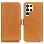 Cowhide Texture PU Leather Case for Samsung Galaxy S23 Ultra, Foldable Stand Dual Magnetic Clasp Phone Wallet Cover