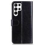 For Samsung Galaxy S23 Ultra Phone Stand Case Crazy Horse Texture PU Leather Full Protection Wallet Cover