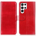 For Samsung Galaxy S23 Ultra Phone Stand Case Crazy Horse Texture PU Leather Full Protection Wallet Cover