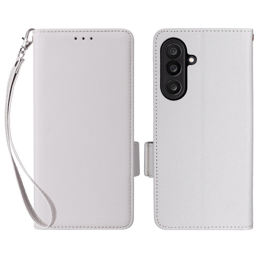 Til Samsung Galaxy F56 5G / M56 5G etui med håndledsrem Litchi-tekstur PU-læderpung telefoncover