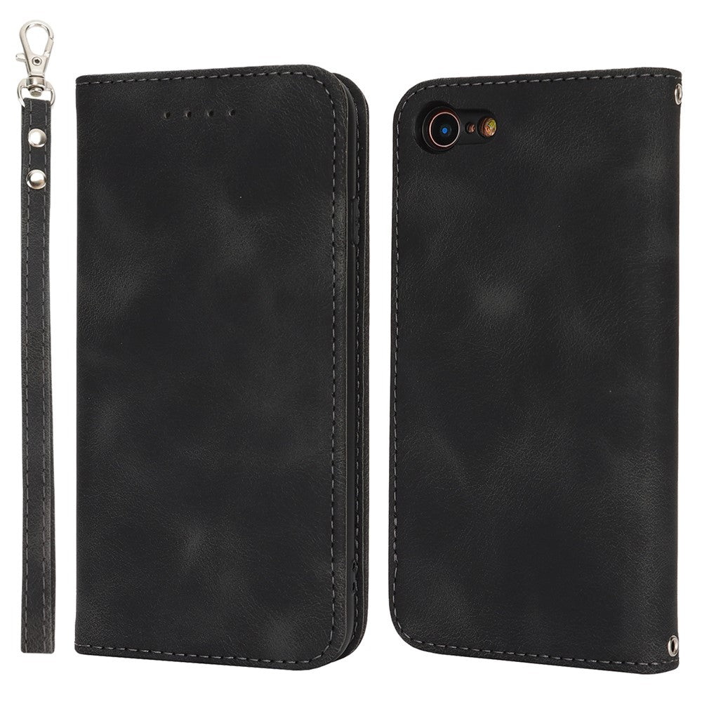 For iPhone SE (2022)  /  (2020)  /  8  /  7 Stand Case Magnetic Closure Skin Touch Leather Flip Phone Cover with Wallet