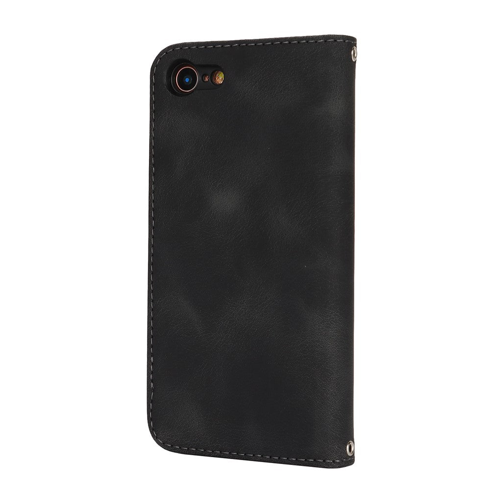 For iPhone SE (2022)  /  (2020)  /  8  /  7 Stand Case Magnetic Closure Skin Touch Leather Flip Phone Cover with Wallet