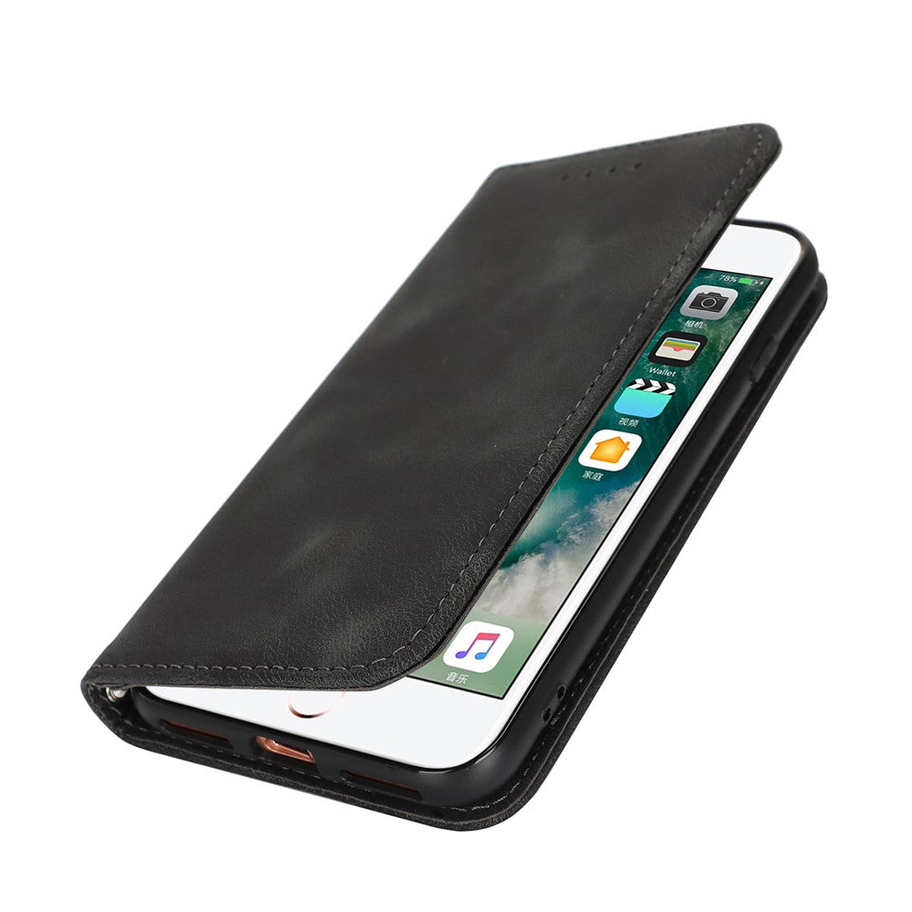 For iPhone SE (2022)  /  (2020)  /  8  /  7 Stand Case Magnetic Closure Skin Touch Leather Flip Phone Cover with Wallet
