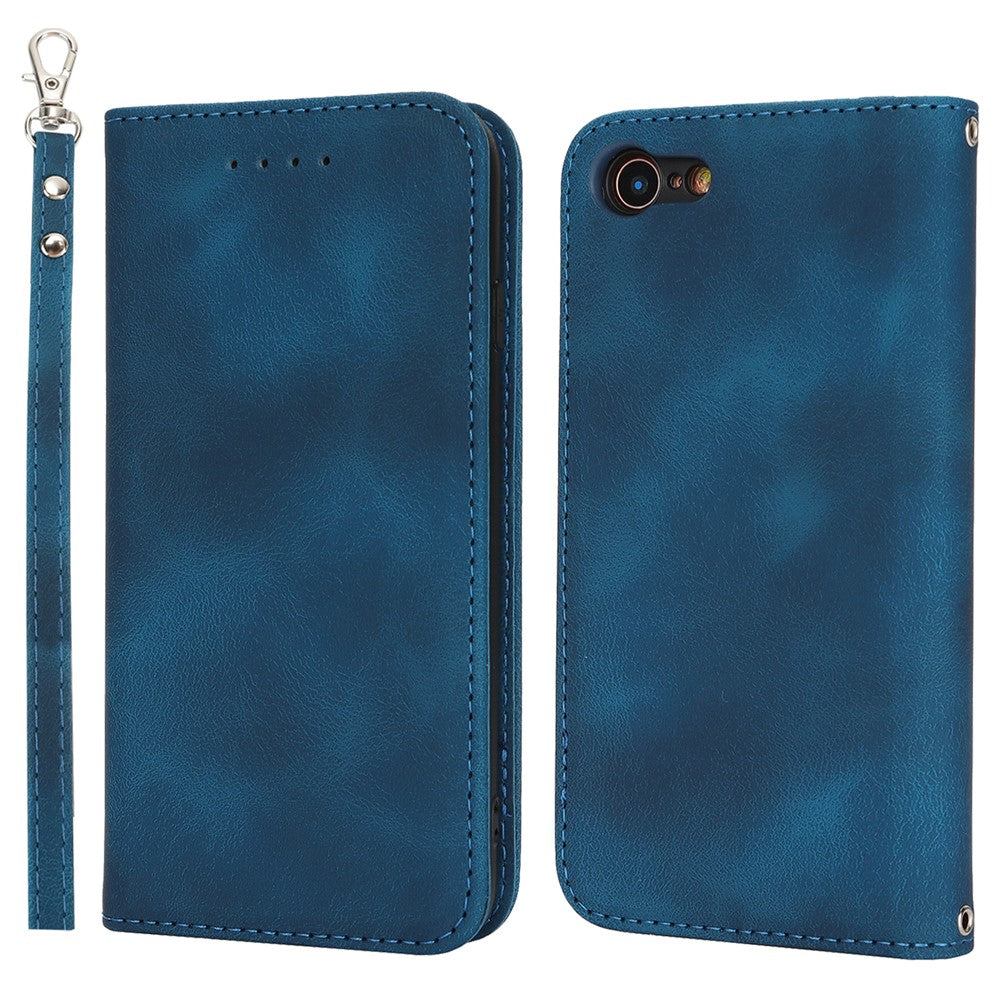 For iPhone SE (2022)  /  (2020)  /  8  /  7 Stand Case Magnetic Closure Skin Touch Leather Flip Phone Cover with Wallet