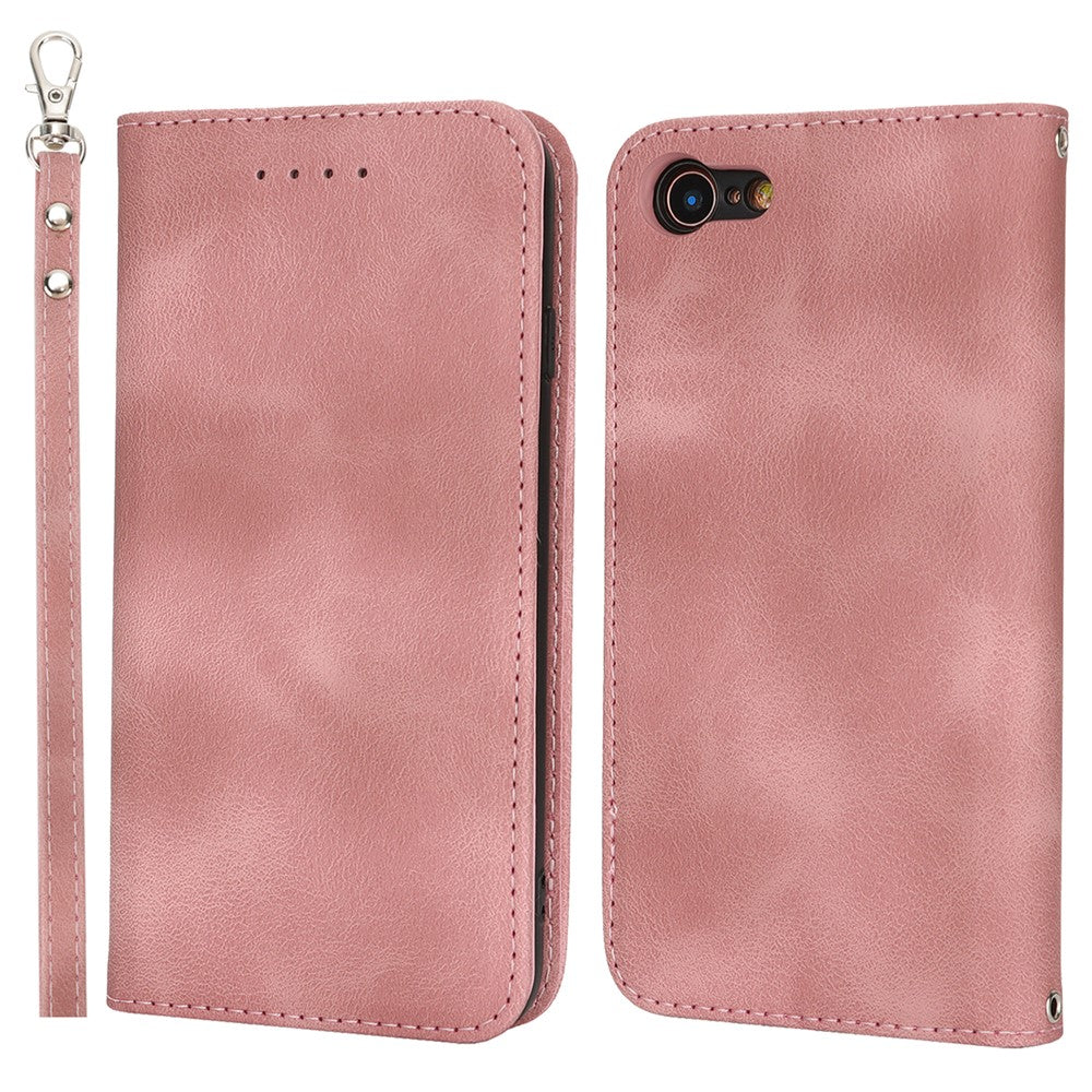 For iPhone SE (2022)  /  (2020)  /  8  /  7 Stand Case Magnetic Closure Skin Touch Leather Flip Phone Cover with Wallet