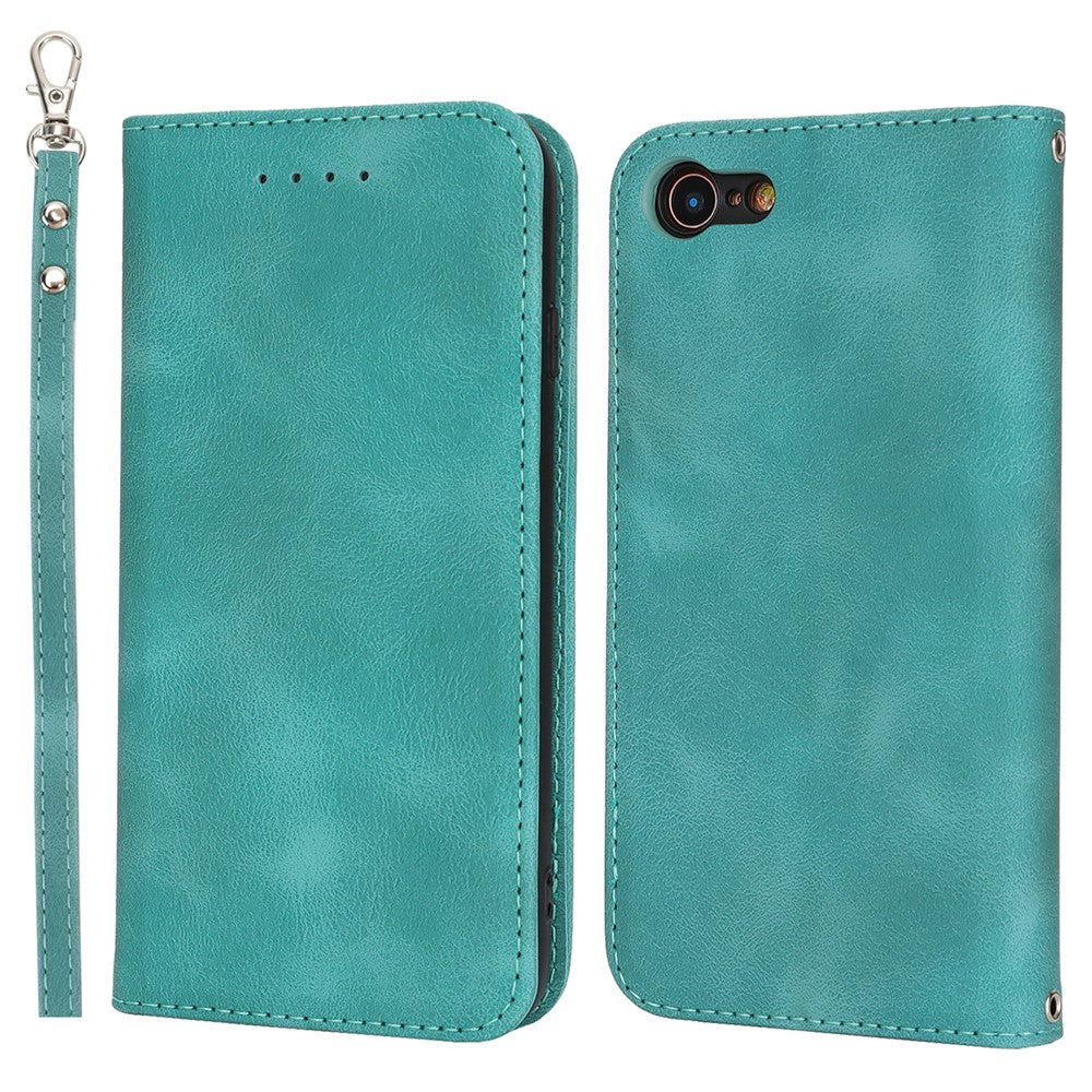 For iPhone SE (2022)  /  (2020)  /  8  /  7 Stand Case Magnetic Closure Skin Touch Leather Flip Phone Cover with Wallet