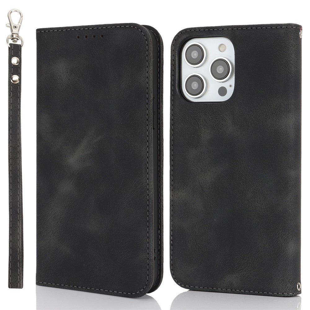 Stand Case for iPhone 13 Pro Max / 12 Pro Max Magnetic Closure Skin Touch Leather Flip Phone Cover with Wallet