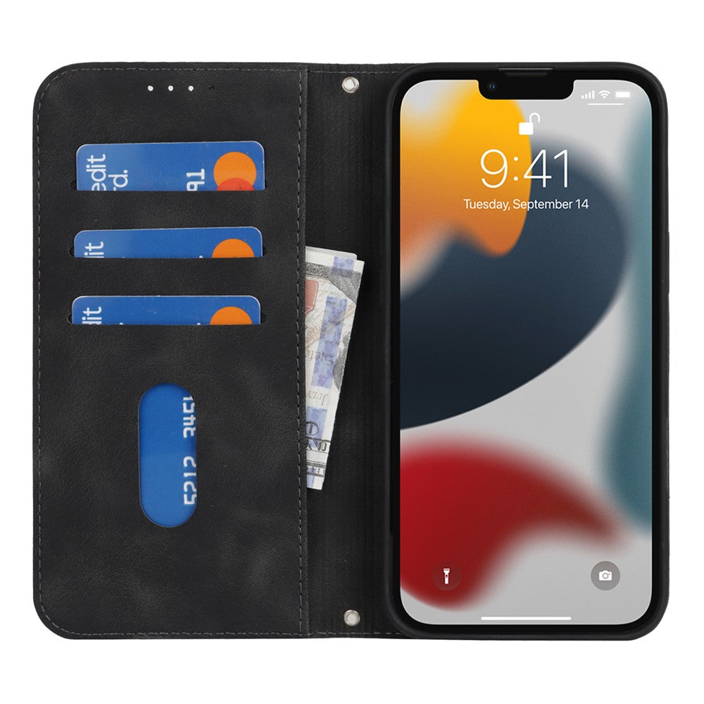 Stand Case for iPhone 13 Pro Max / 12 Pro Max Magnetic Closure Skin Touch Leather Flip Phone Cover with Wallet