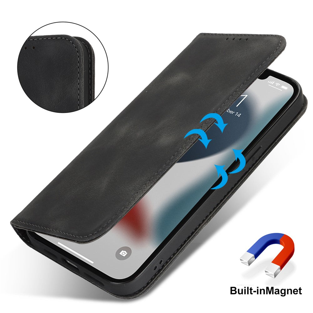 Stand Case for iPhone 13 Pro Max / 12 Pro Max Magnetic Closure Skin Touch Leather Flip Phone Cover with Wallet