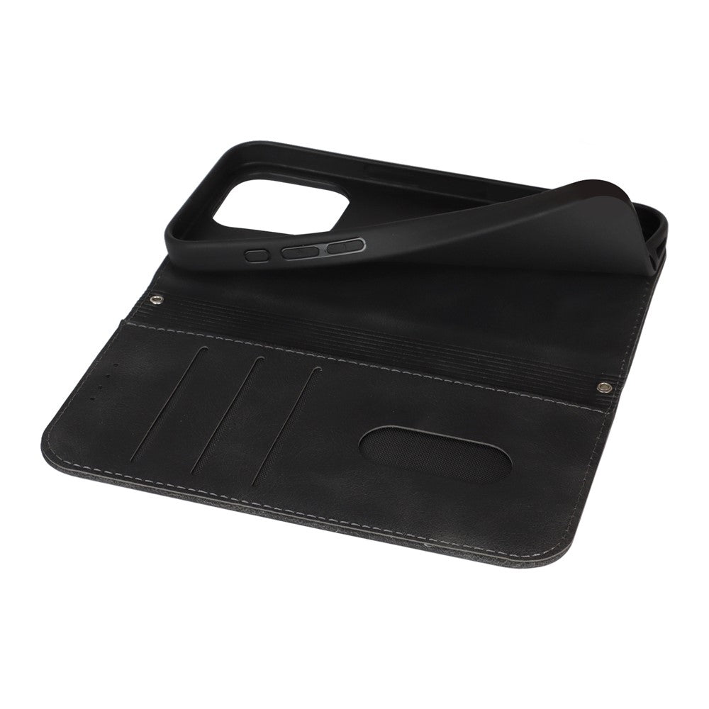 Stand Case for iPhone 13 Pro Max / 12 Pro Max Magnetic Closure Skin Touch Leather Flip Phone Cover with Wallet