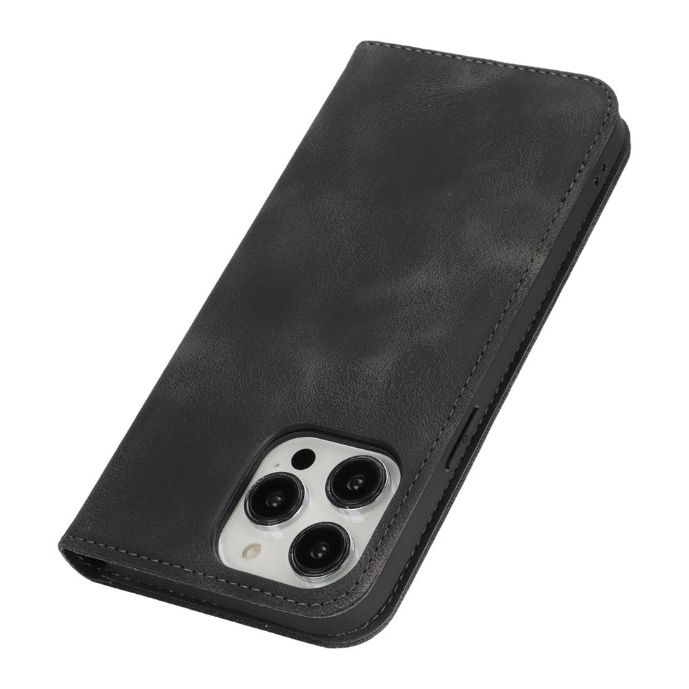 Stand Case for iPhone 13 Pro Max / 12 Pro Max Magnetic Closure Skin Touch Leather Flip Phone Cover with Wallet