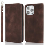 Stand Case for iPhone 13 Pro Max / 12 Pro Max Magnetic Closure Skin Touch Leather Flip Phone Cover with Wallet