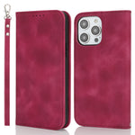 Stand Case for iPhone 13 Pro Max / 12 Pro Max Magnetic Closure Skin Touch Leather Flip Phone Cover with Wallet