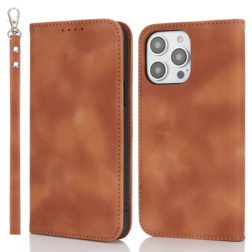 Stand Case for iPhone 13 Pro Max / 12 Pro Max Magnetic Closure Skin Touch Leather Flip Phone Cover with Wallet