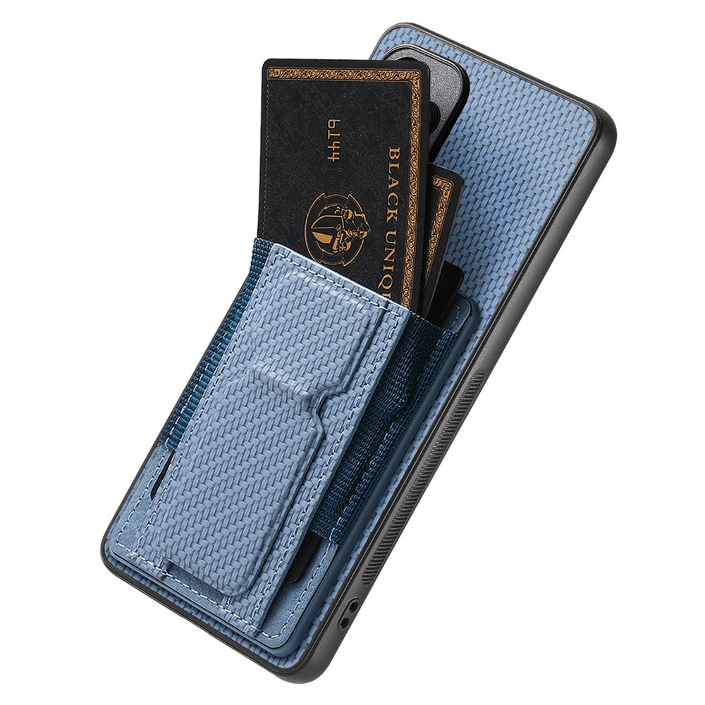 For Xiaomi Poco F7 Pro 5G / Xiaomi Redmi K80 5G Case with Card Holder Kickstand Fiber Pattern Leather Back Cover