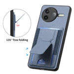 For Xiaomi Poco F7 Pro 5G / Xiaomi Redmi K80 5G Case with Card Holder Kickstand Fiber Pattern Leather Back Cover