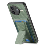 For Xiaomi Poco F7 Pro 5G / Xiaomi Redmi K80 5G Case with Card Holder Kickstand Fiber Pattern Leather Back Cover