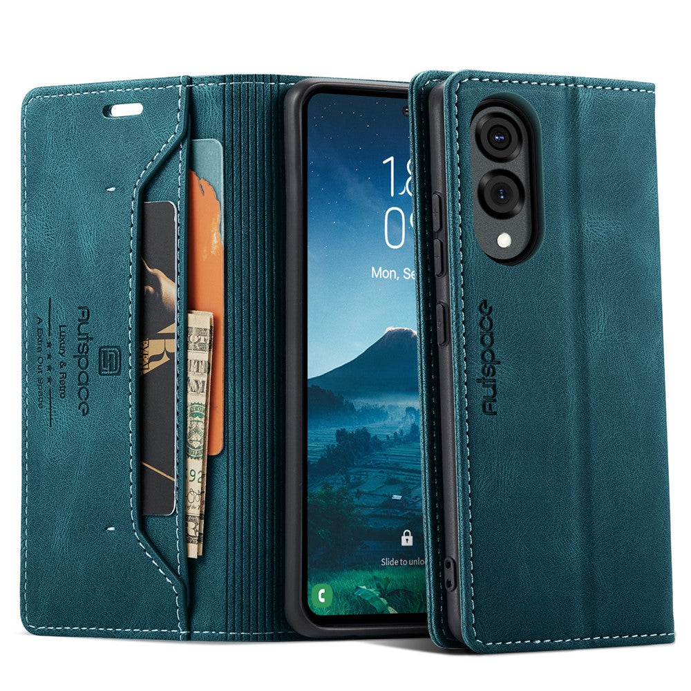 AUTSPACE For Samsung Galaxy S25 Edge Wallet Case  A01 Leather Stand Cover with RFID Blocking Card Holder