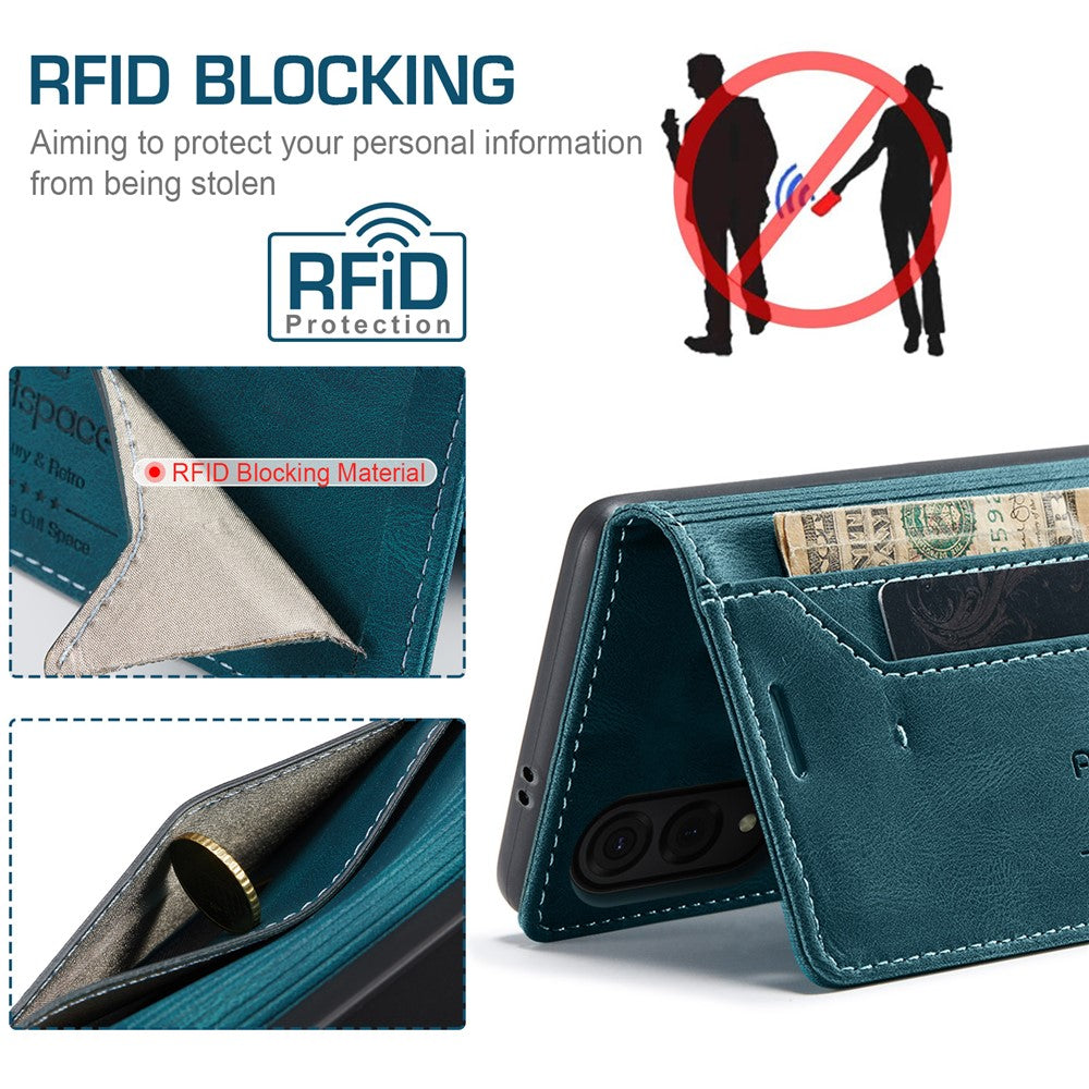AUTSPACE For Samsung Galaxy S25 Edge Wallet Case  A01 Leather Stand Cover with RFID Blocking Card Holder