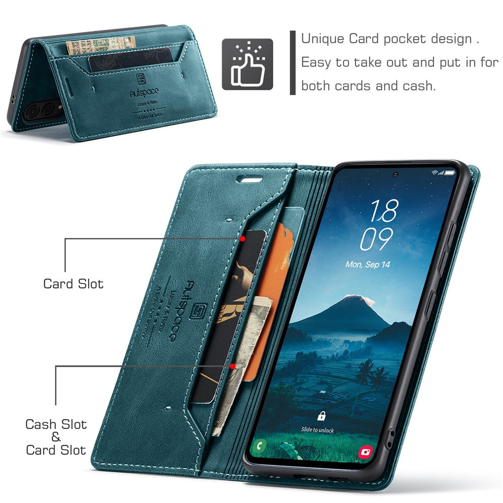 AUTSPACE For Samsung Galaxy S25 Edge Wallet Case  A01 Leather Stand Cover with RFID Blocking Card Holder