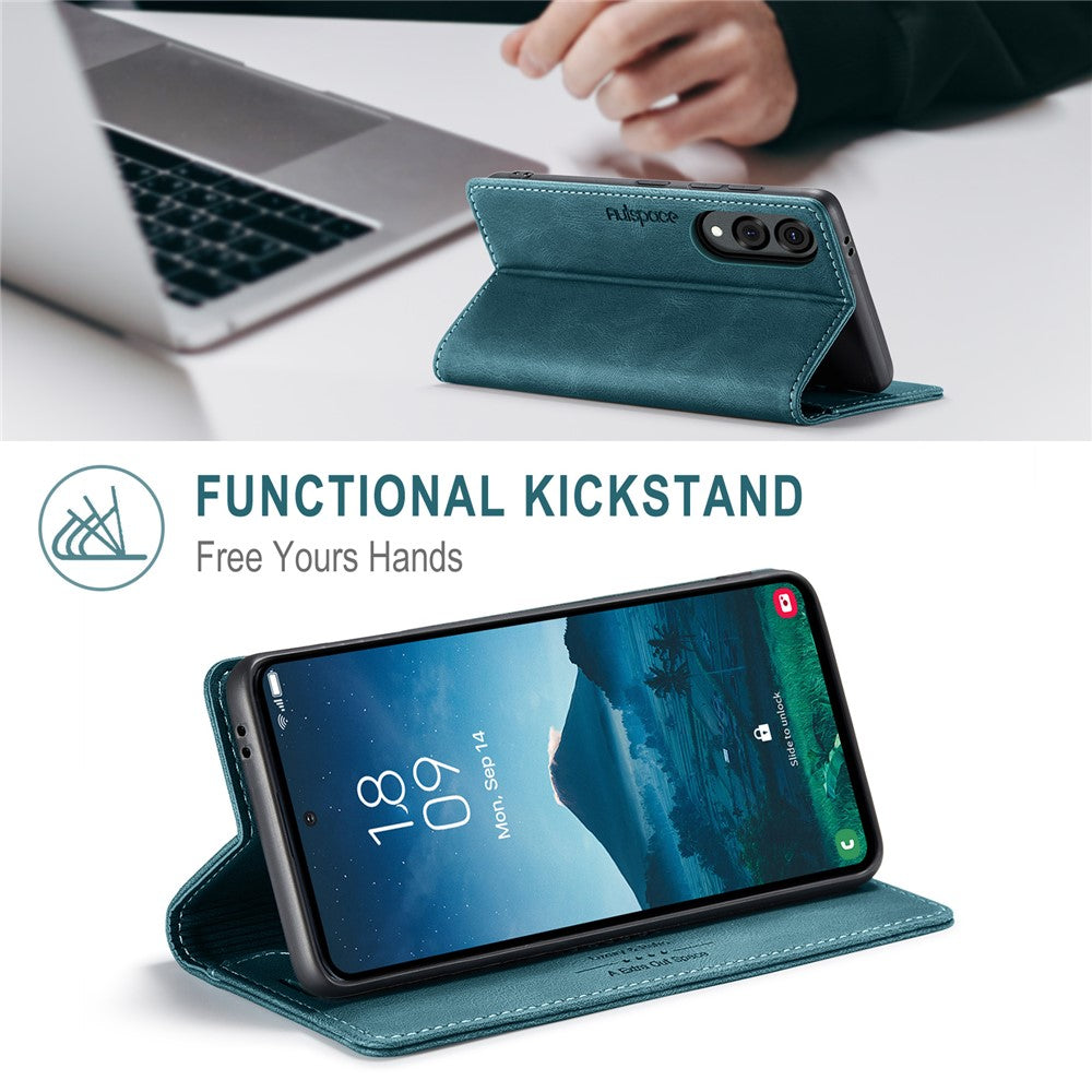 AUTSPACE For Samsung Galaxy S25 Edge Wallet Case  A01 Leather Stand Cover with RFID Blocking Card Holder