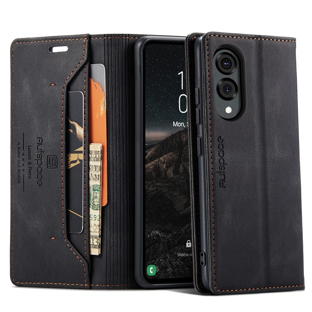 AUTSPACE For Samsung Galaxy S25 Edge Wallet Case  A01 Leather Stand Cover with RFID Blocking Card Holder