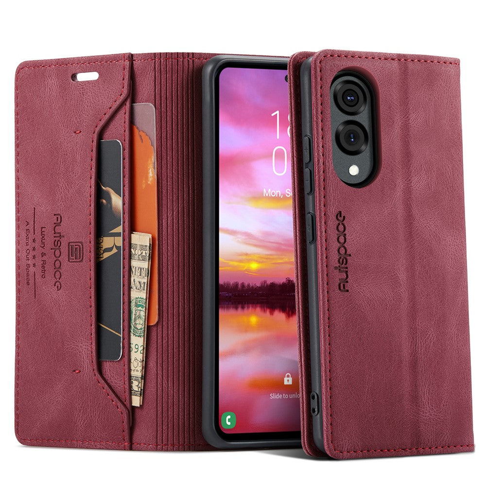 AUTSPACE For Samsung Galaxy S25 Edge Wallet Case  A01 Leather Stand Cover with RFID Blocking Card Holder