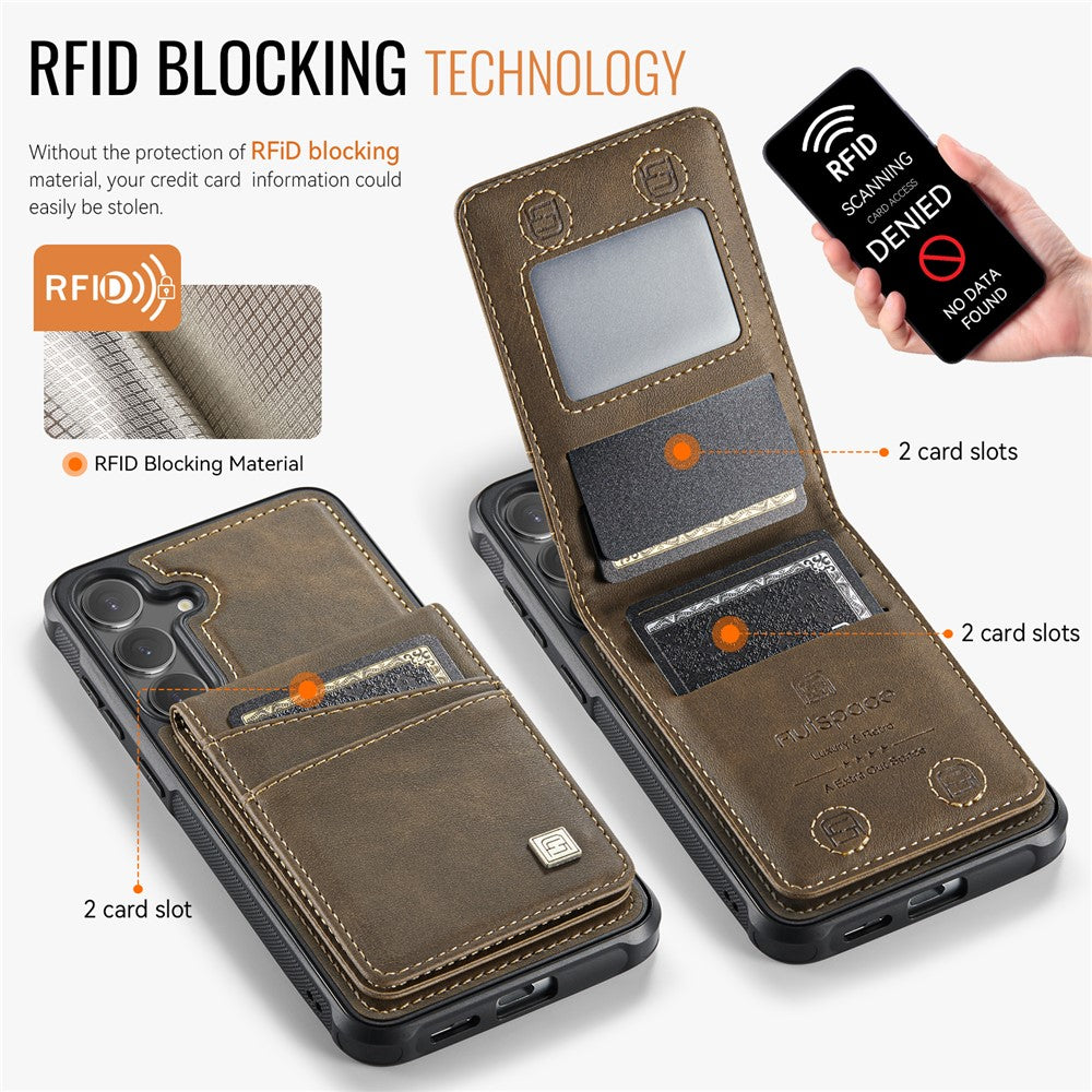 AUTSPACE For Samsung Galaxy S25+ / Galaxy S24+ Case  A12 Leather Back Cover with Magnetic Detachable Card Bag Kickstand