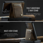 AUTSPACE For Samsung Galaxy S25 / Galaxy S24 Case  A12 Leather Back Cover with Magnetic Detachable Card Bag Kickstand