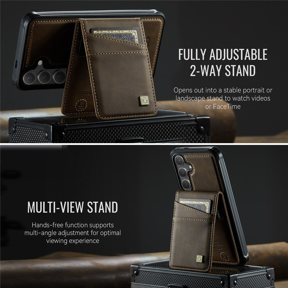 AUTSPACE For Samsung Galaxy S25 / Galaxy S24 Case  A12 Leather Back Cover with Magnetic Detachable Card Bag Kickstand