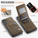 AUTSPACE For Samsung Galaxy S25 / Galaxy S24 Case  A12 Leather Back Cover with Magnetic Detachable Card Bag Kickstand