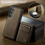 AUTSPACE For Samsung Galaxy S25 / Galaxy S24 Case  A12 Leather Back Cover with Magnetic Detachable Card Bag Kickstand