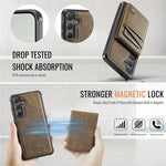 AUTSPACE For Samsung Galaxy S25 / Galaxy S24 Case  A12 Leather Back Cover with Magnetic Detachable Card Bag Kickstand