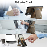 AUTSPACE For Samsung Galaxy S25 / Galaxy S24 Case  A12 Leather Back Cover with Magnetic Detachable Card Bag Kickstand