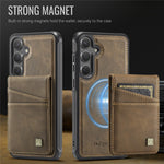 AUTSPACE For Samsung Galaxy S25 / Galaxy S24 Case  A12 Leather Back Cover with Magnetic Detachable Card Bag Kickstand