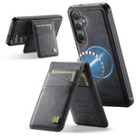 AUTSPACE For Samsung Galaxy S25 / Galaxy S24 Case  A12 Leather Back Cover with Magnetic Detachable Card Bag Kickstand