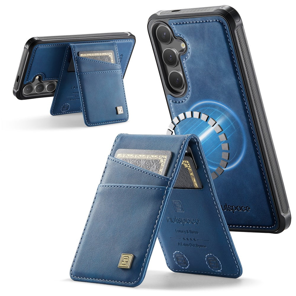 AUTSPACE For Samsung Galaxy S25 / Galaxy S24 Case  A12 Leather Back Cover with Magnetic Detachable Card Bag Kickstand