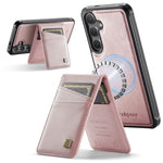 AUTSPACE For Samsung Galaxy S25 / Galaxy S24 Case  A12 Leather Back Cover with Magnetic Detachable Card Bag Kickstand