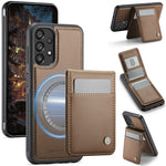 JEEHOOD For Samsung Galaxy A23 5G (Global Version) / Galaxy A23 4G Leather Back Cover Magnetic Case J06 Phone Case with Card Bag RFID Blocking