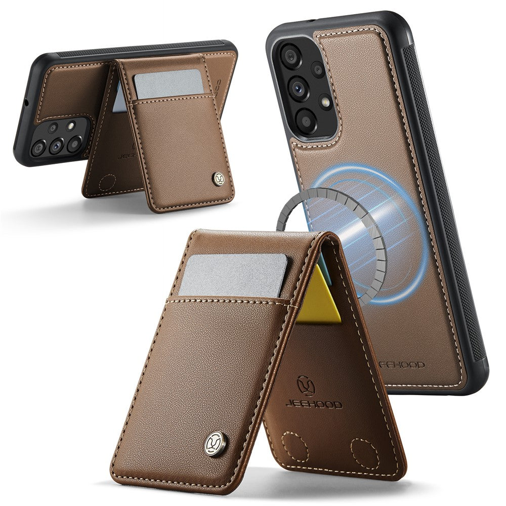 JEEHOOD För Samsung Galaxy A23 5G (Global Version) / Galaxy A23 4G Läderbaksida Magnetiskt Skal J06 mobilskal med Korthållare RFID-blockering