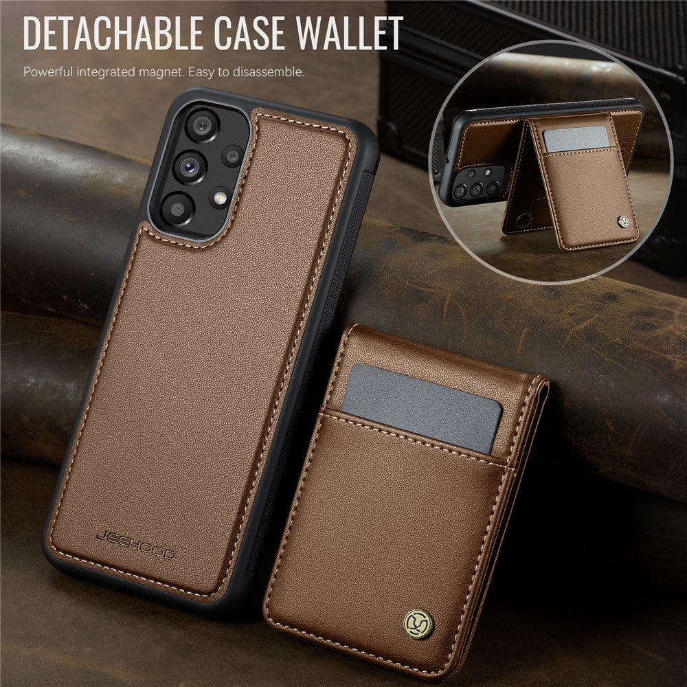 JEEHOOD For Samsung Galaxy A23 5G (Global Version) / Galaxy A23 4G Leather Back Cover Magnetic Case J06 Phone Case with Card Bag RFID Blocking