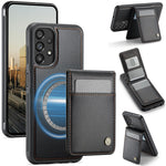 JEEHOOD For Samsung Galaxy A23 5G (Global Version) / Galaxy A23 4G Leather Back Cover Magnetic Case J06 Phone Case with Card Bag RFID Blocking