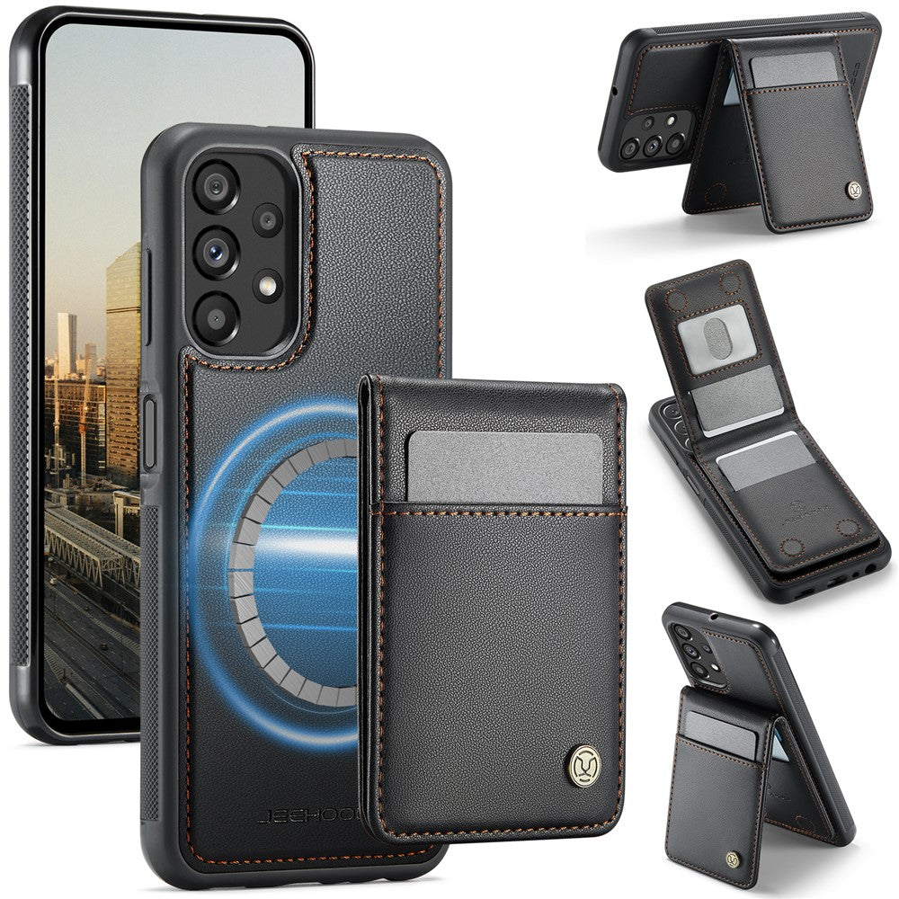 JEEHOOD For Samsung Galaxy A23 5G (Global Version) / Galaxy A23 4G Leather Back Cover Magnetic Case J06 Phone Case with Card Bag RFID Blocking