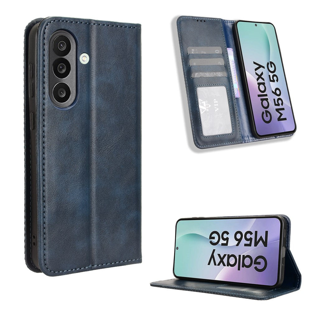 For Samsung Galaxy F56 5G / M56 5G Leather Case Wallet Stand Retro Texture Phone Cover