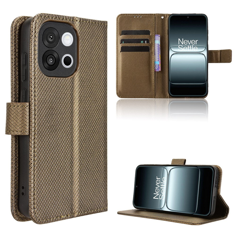 For OnePlus 13T 5G Leather Wallet Case with Strap Diamond Texture Phone Cover