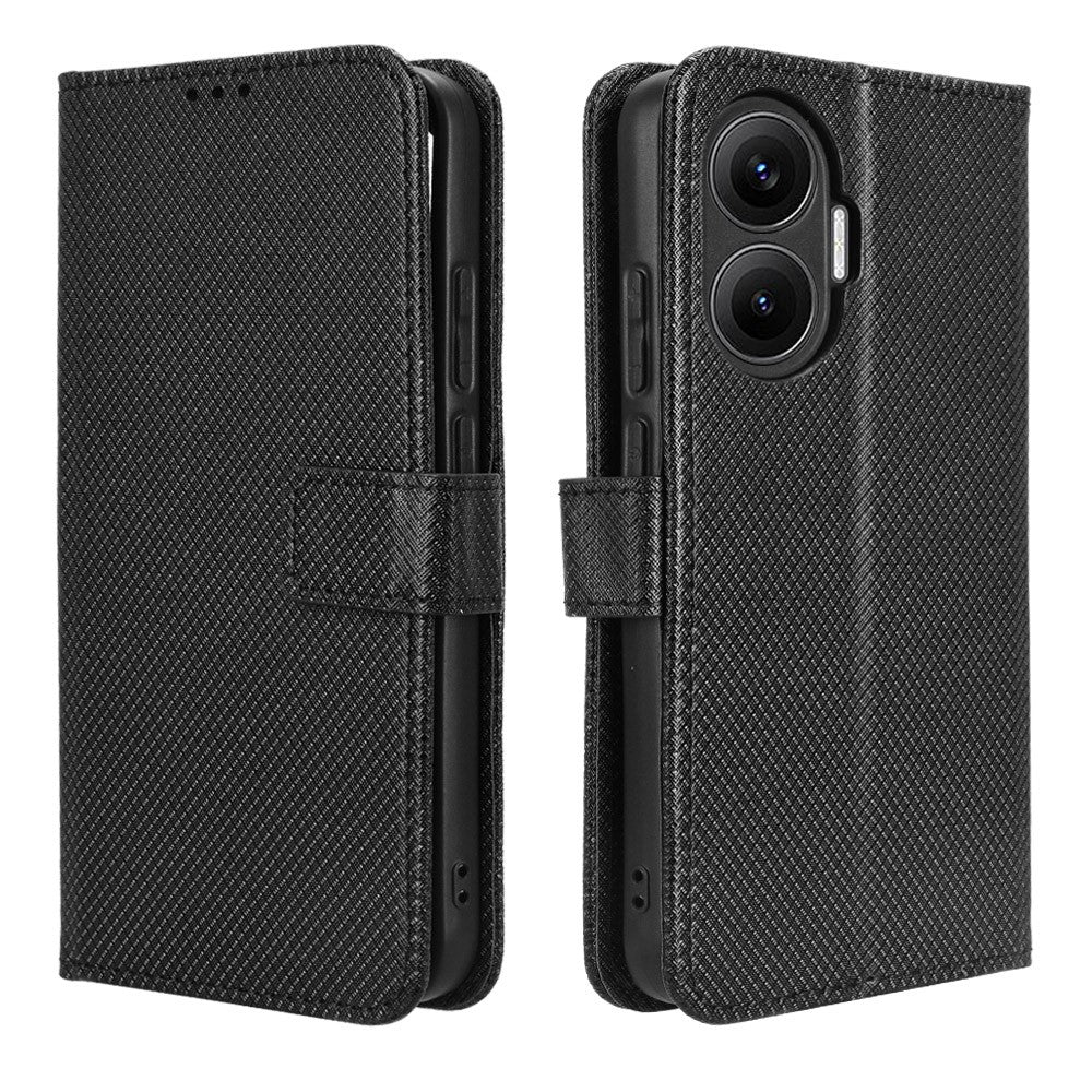 For Xiaomi Redmi Turbo 4 Pro 5G / Poco F7 5G Leather Wallet Case with Strap Diamond Texture Phone Cover