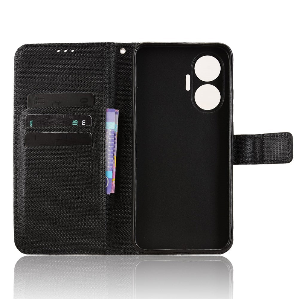 For Xiaomi Redmi Turbo 4 Pro 5G / Poco F7 5G Leather Wallet Case with Strap Diamond Texture Phone Cover