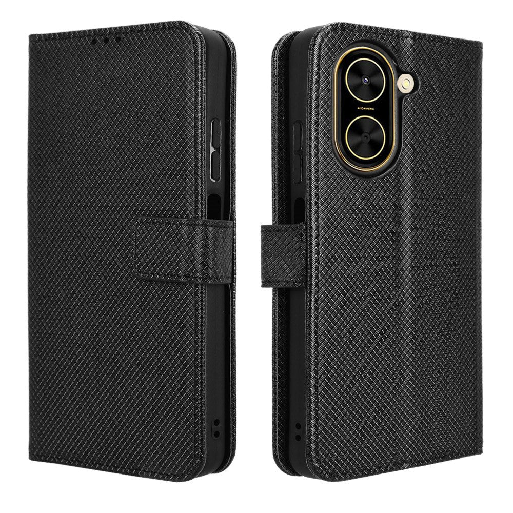For Xiaomi Redmi A5 NFC (EU) (173.45mm) Leather Wallet Case with Strap Diamond Texture Phone Cover