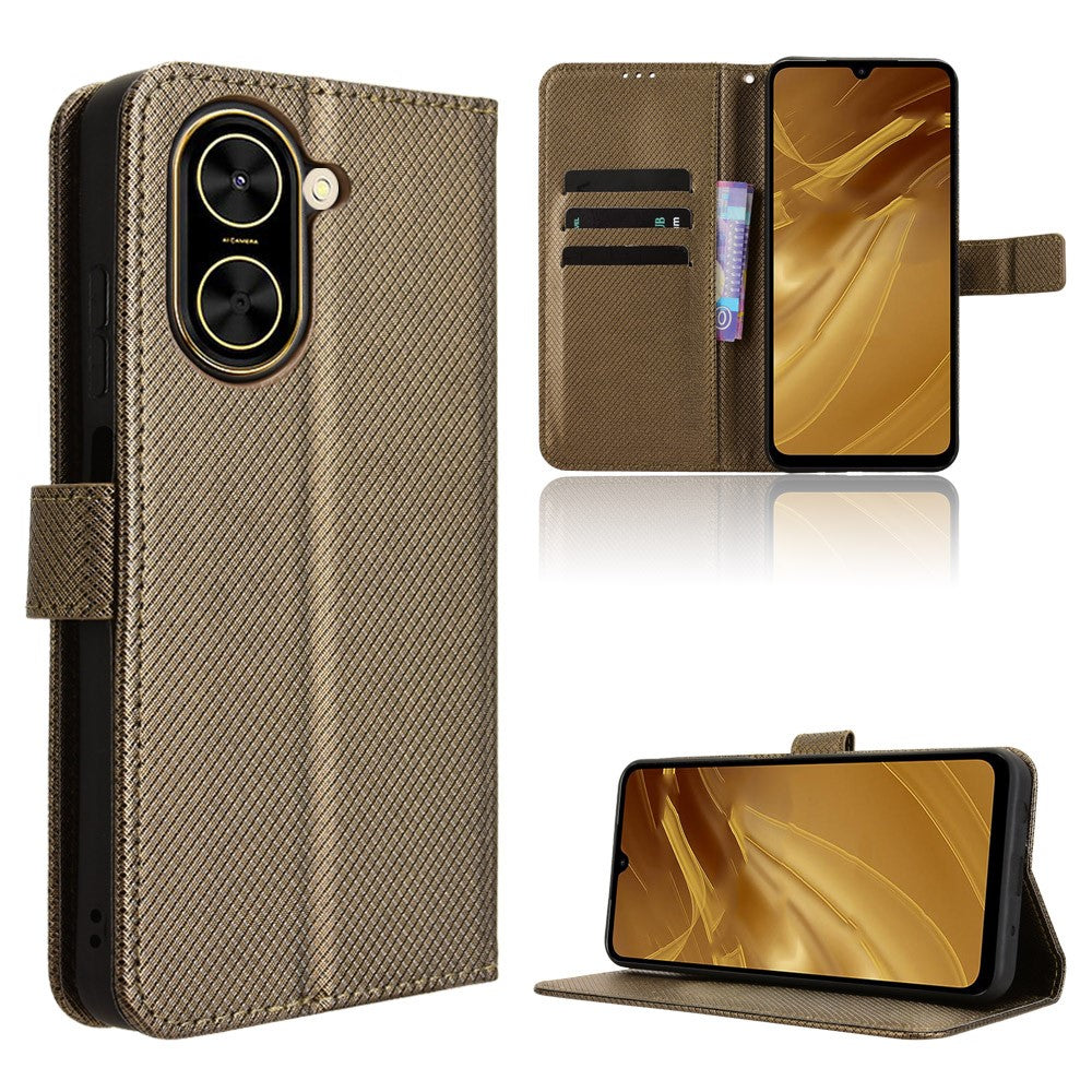 For Xiaomi Redmi A5 NFC (EU) (173.45mm) Leather Wallet Case with Strap Diamond Texture Phone Cover